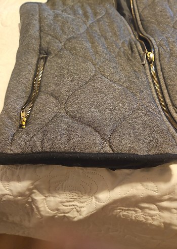 Gri Kadın Yelek Fermuarlı Yüksek Yakalı - Görsel 5