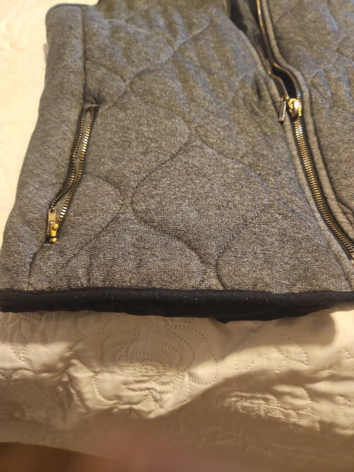 Gri Kadın Yelek Fermuarlı Yüksek Yakalı - Görsel 5