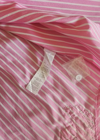 Boohoo marka Pembe Çizgili Pamuklu Uzun Kollu Gömlek - Görsel 4