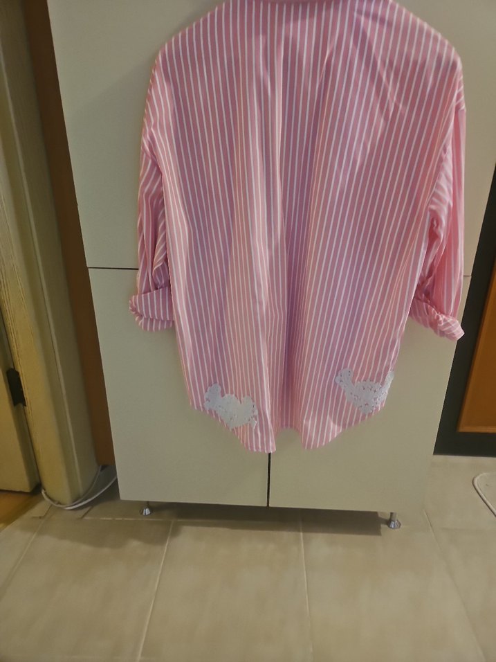 Boohoo marka Pembe Çizgili Pamuklu Uzun Kollu Gömlek - Görsel 5