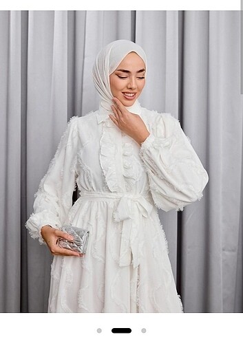m Beden Beyaz şifon elbise - Nikah elbisesi