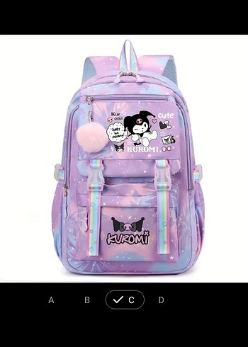Pastel Mor Kuromi Çocuk Sırt Çantası-Yeni