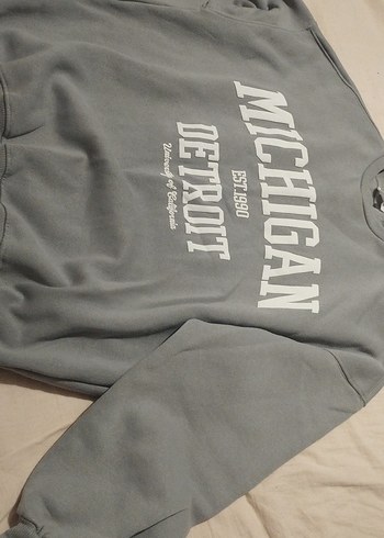 Gri Baskılı Sweatshirt Geniş Model - Görsel 3