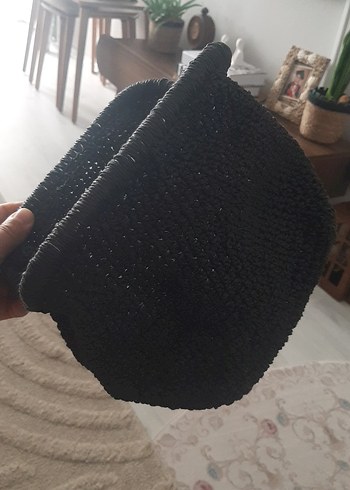 Siyah el Örgü Kadın Clutch Çanta