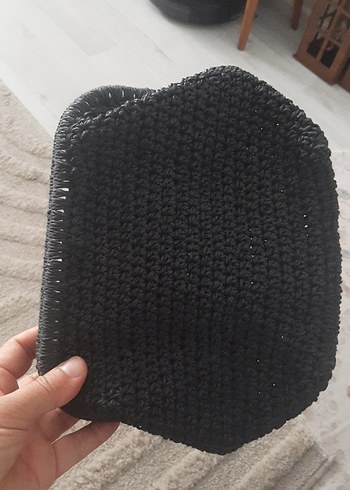 Beden Siyah el Örgü Kadın Clutch Çanta