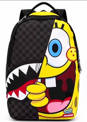 Diğer Spongebob Desenli Siyah Sari Sirt Cantasi