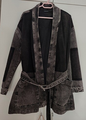 xl Beden Antrasit Kemerli Oversize Kot Ceket