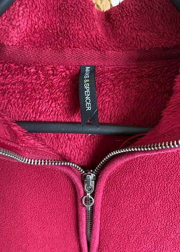 M&S Bordo Peluş Polar Ceket - Görsel 3