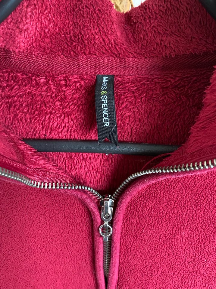 M&S Bordo Peluş Polar Ceket - Görsel 3