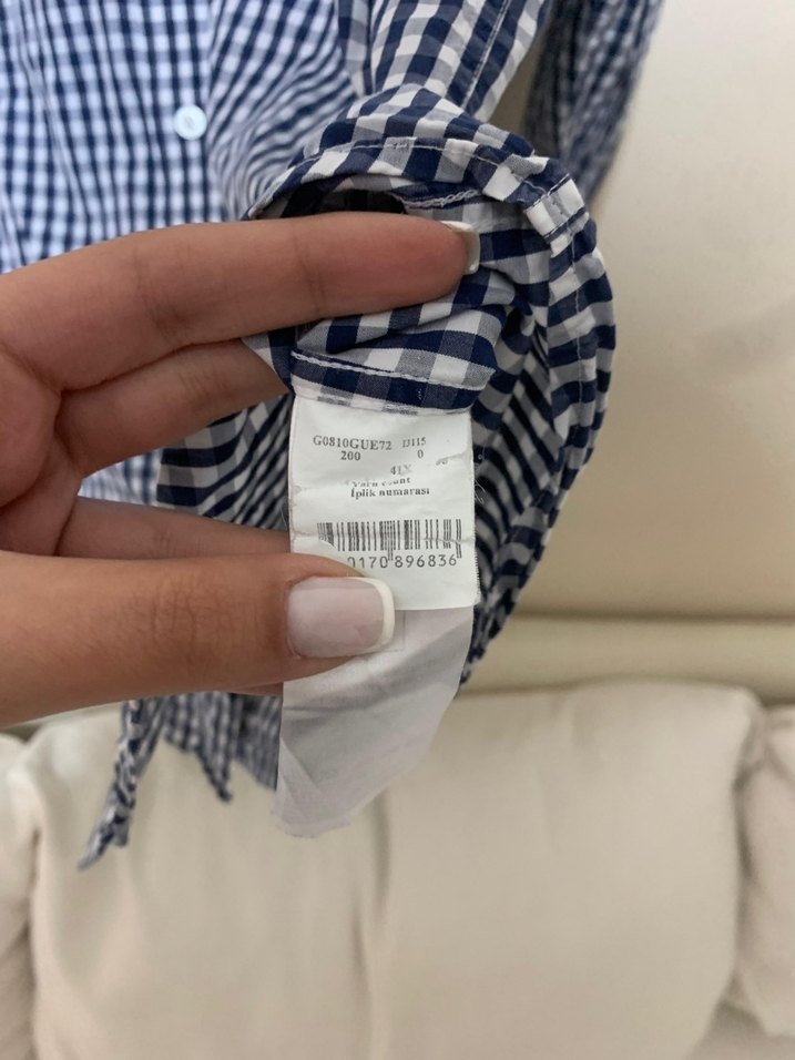 Erkek Düğmeli Uzun Kollu Gri Pamuk Gömlek - Görsel 3