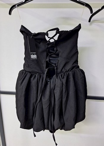 Siyah Straplez Mini Kokteyl Elbise - Görsel 5