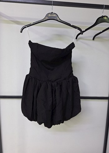 Siyah Straplez Mini Kokteyl Elbise - Görsel 6