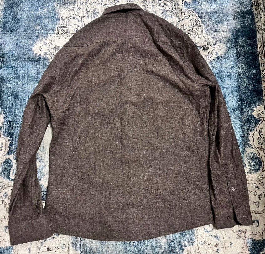 Erkek Kahverengi Keten Uzun Kollu Gömlek - Görsel 2