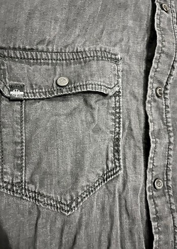 Erkek Siyah Denim Uzun Kollu Gömlek - Görsel 4