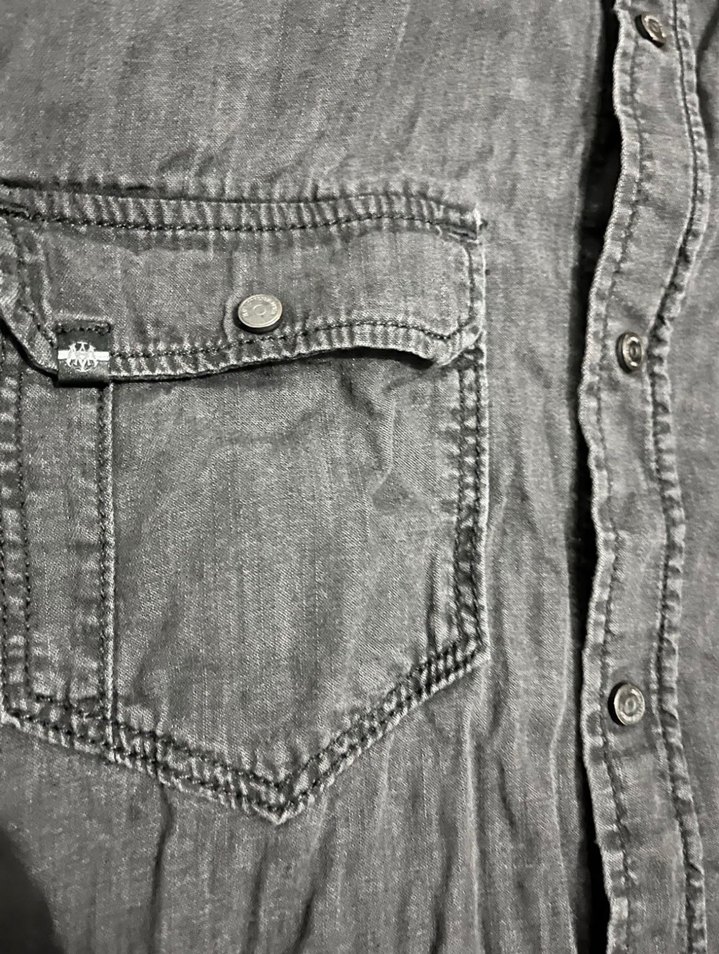 Erkek Siyah Denim Uzun Kollu Gömlek - Görsel 4