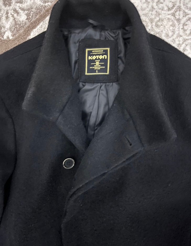 Düğmeli Siyah Erkek Kaban - Görsel 3