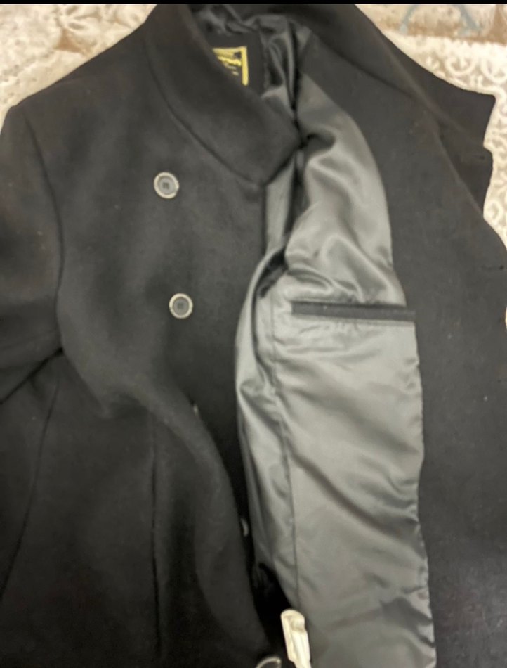 Düğmeli Siyah Erkek Kaban - Görsel 5