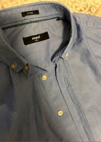 Mavi Uzun Kollu Düğmeli Erkek Gömlek - Görsel 2