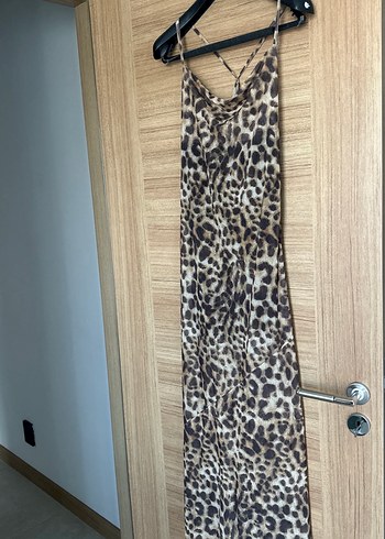 Leopar Desenli Uzun Elbise