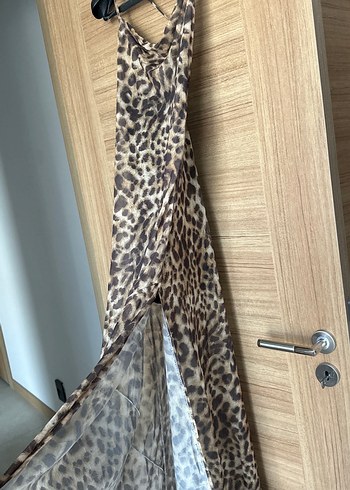 Diğer Leopar Desenli Uzun Elbise