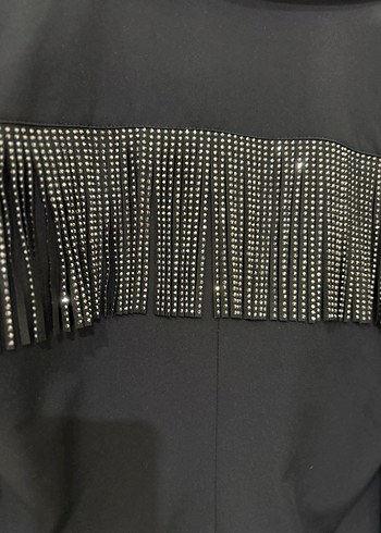 Püsküllü Siyah Kadın Deri Ceket - Görsel 6