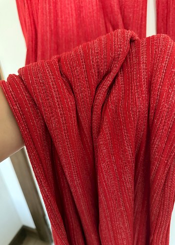 Kırmızı Uzun Triko Elbise - Görsel 8
