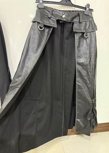 Siyah Deri Kemerli Uzun Etek - Görsel 5