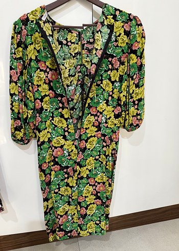 Çiçek Desenli Uzun Kollu Kadın Elbise - Görsel 4