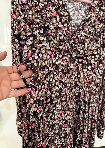 Çiçek Desenli Uzun Kollu Midi Elbise - Görsel 4