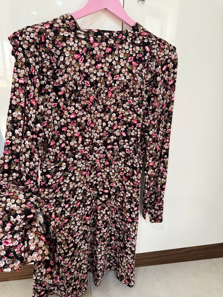 Çiçek Desenli Uzun Kollu Midi Elbise - Görsel 5