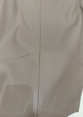 Bej Deri Kemerli Kalem Etek Midi Boy - Görsel 3