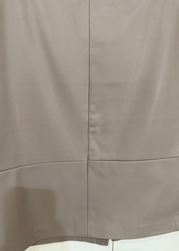 Bej Deri Kemerli Kalem Etek Midi Boy - Görsel 2