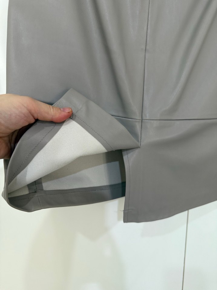 Bej Deri Kemerli Kalem Etek Midi Boy - Görsel 5