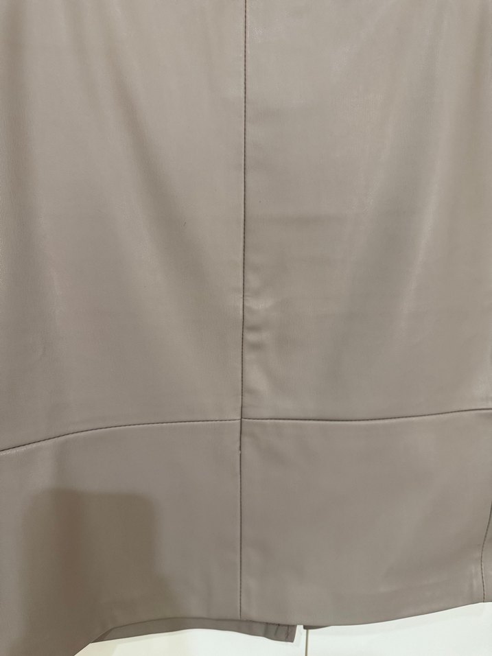 Bej Deri Kemerli Kalem Etek Midi Boy - Görsel 2