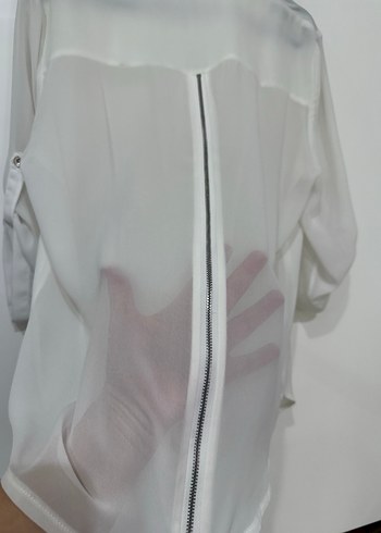 Düğmeli Beyaz Midi Kadın Blazer - Görsel 7