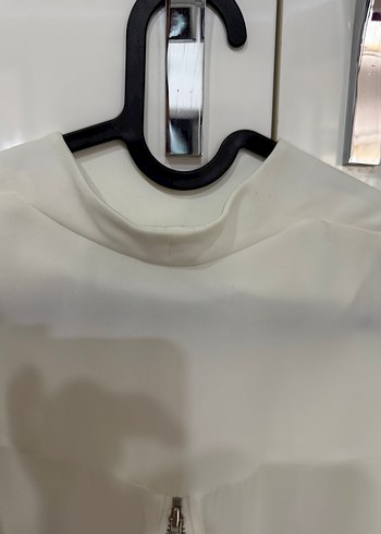 36 Beden Düğmeli Beyaz Midi Kadın Blazer