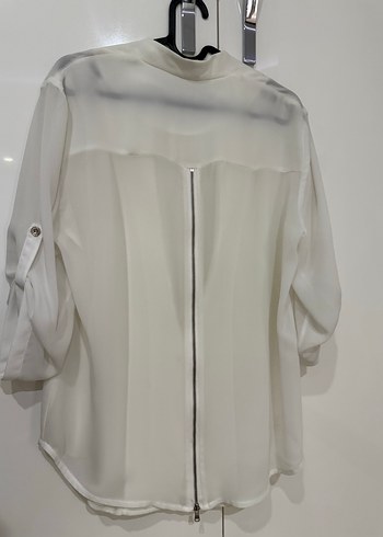 Düğmeli Beyaz Midi Kadın Blazer - Görsel 6