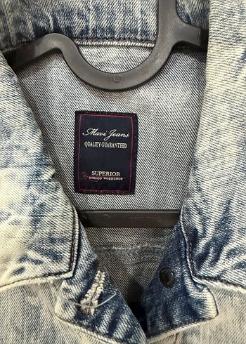 Gri Batik Desenli Kolsuz Denim yelek - Görsel 3