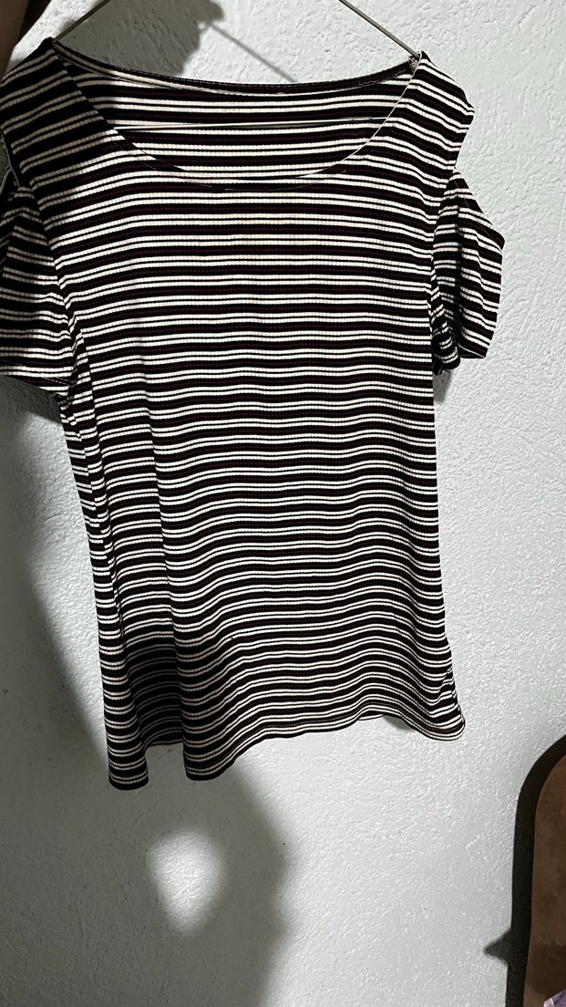 Kadın Beyaz Çizgili Hamile Midi Elbise - Görsel 2