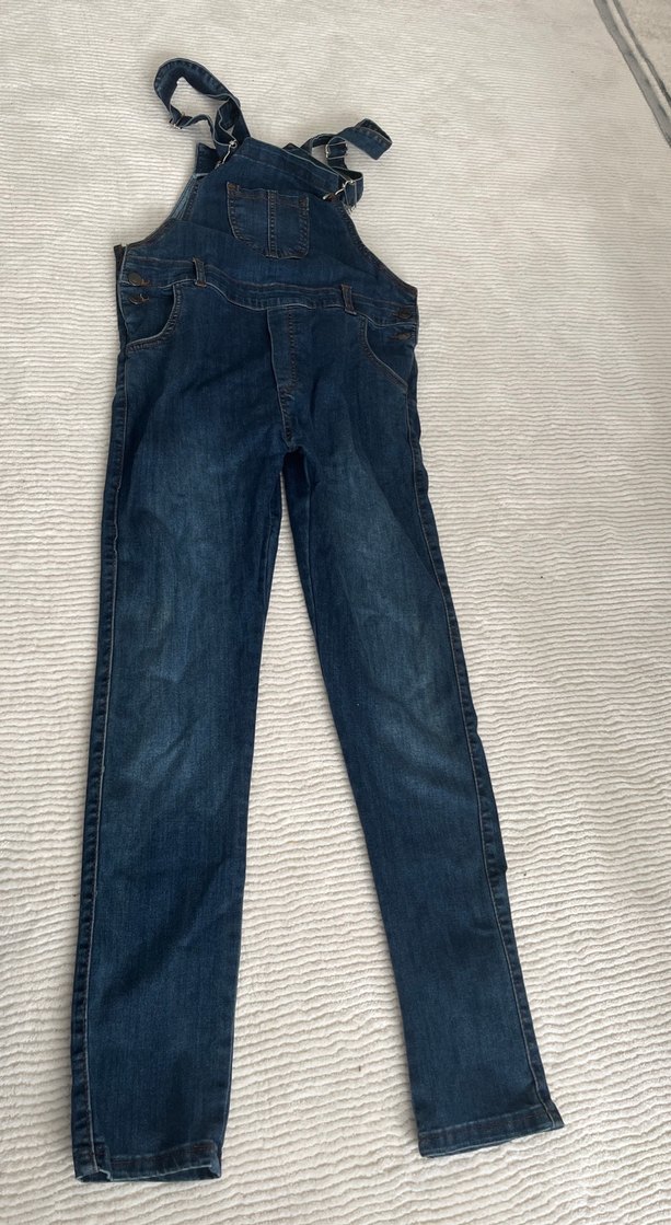 Kadın koyu mavi kot tulum - Görsel 2