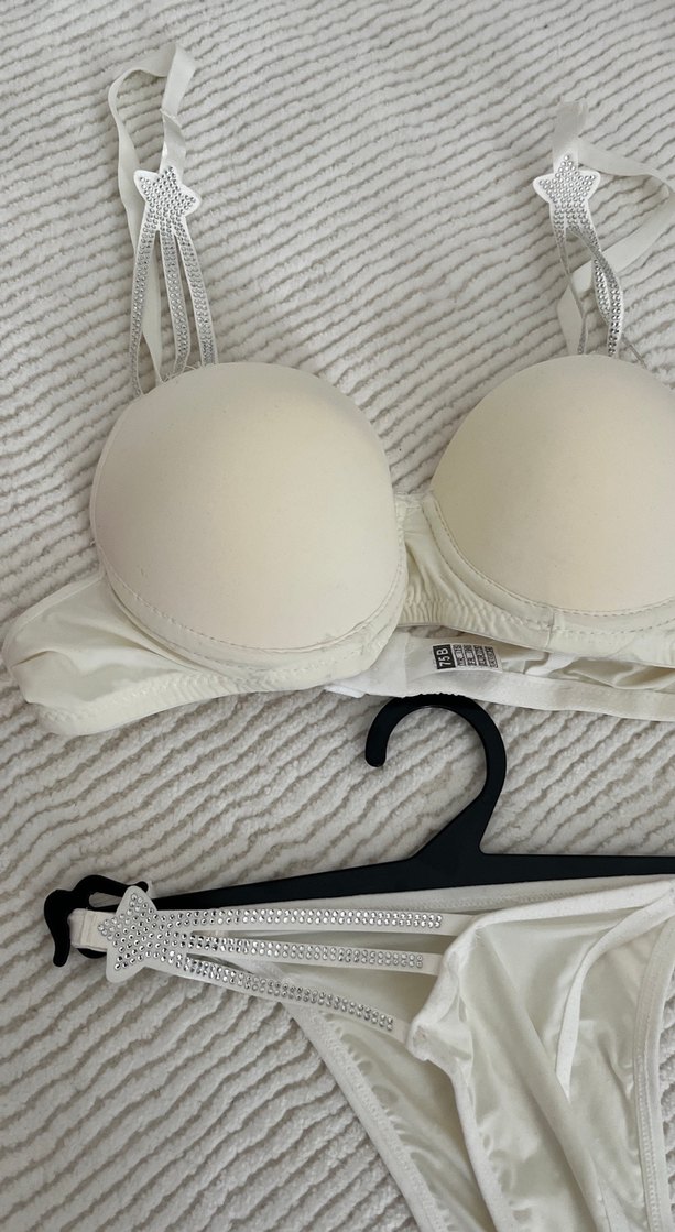 Beyaz Bohem Minimalist Sütyen ve Külot Takımı - Görsel 2