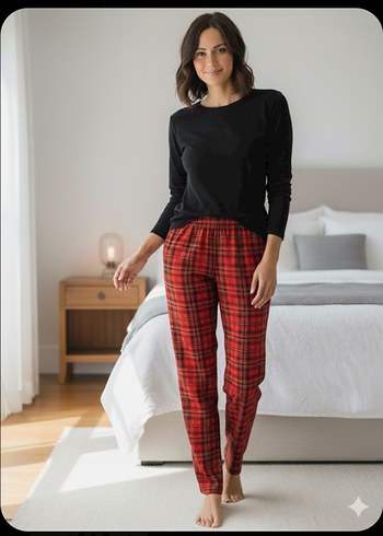 kareli pijama altı - Görsel 2