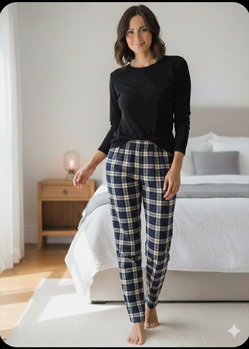 kareli pijama altı - Görsel 2