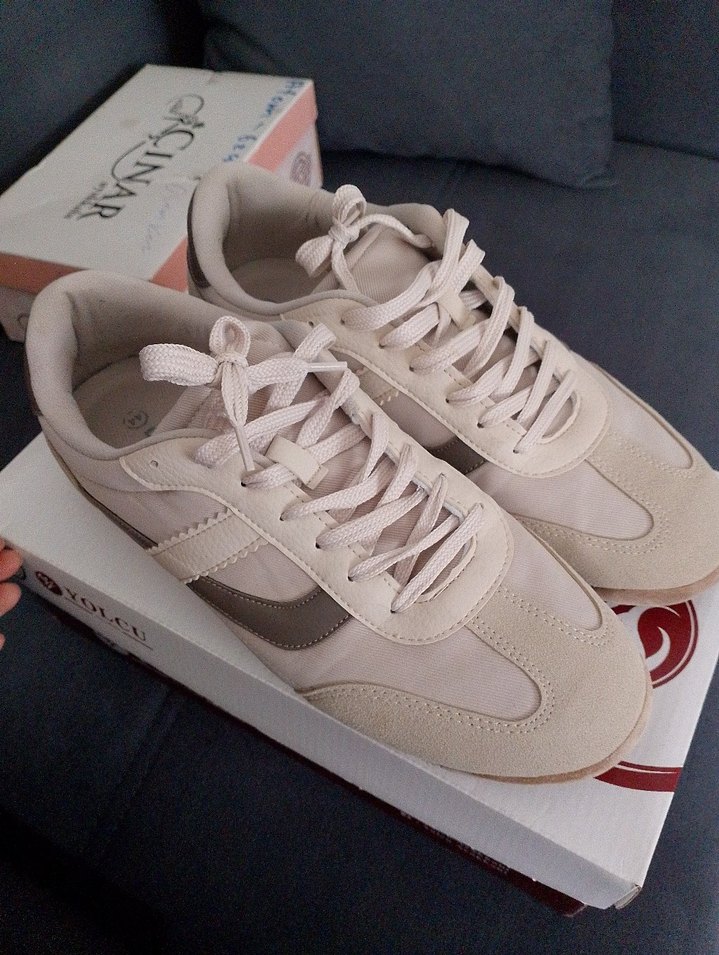 Bej Bağcıklı erkek Spor Ayakkabı - Görsel 3