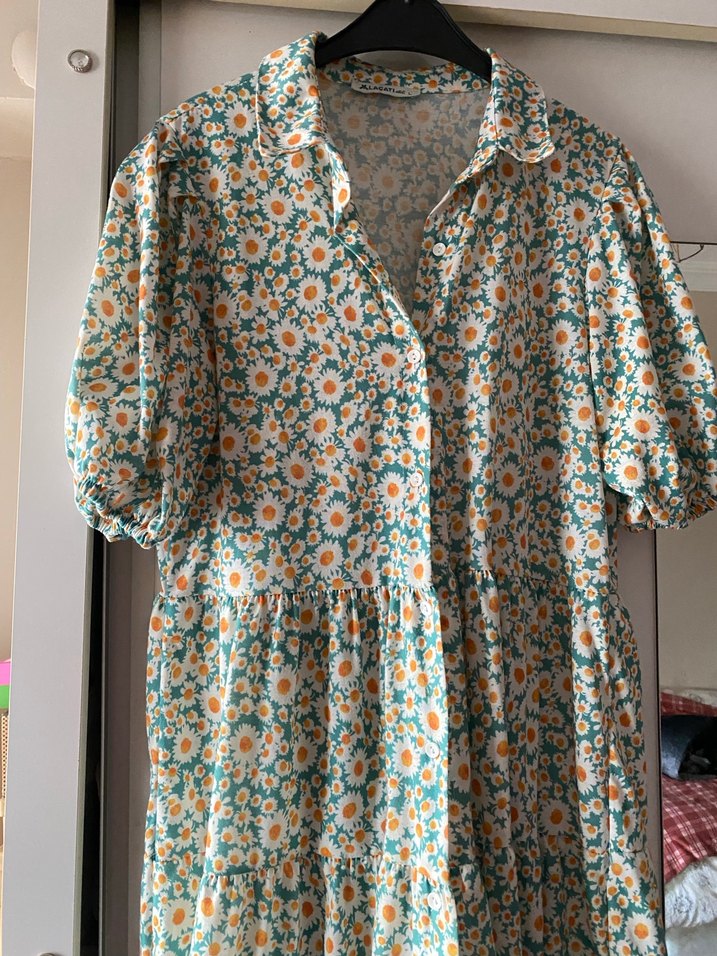 Düğmeli Bohem Uzun Elbise - Görsel 3