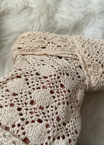 Bej Dantel İşlemeli Örgü Botlar - Görsel 3