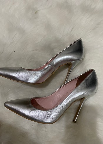 38 Beden gri Renk Gri Parlak Metal Stiletto Kadın Ayakkabı