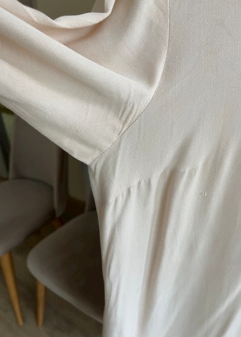 Bej Düğmeli Keten Midi Gömlek elbise - Görsel 5