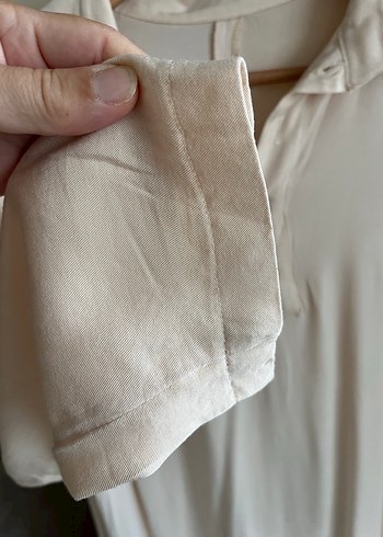 xl Beden ten rengi Renk Bej Düğmeli Keten Midi Gömlek elbise