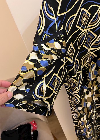 Pamuk saten kısa kollu şık elbise  - Görsel 3